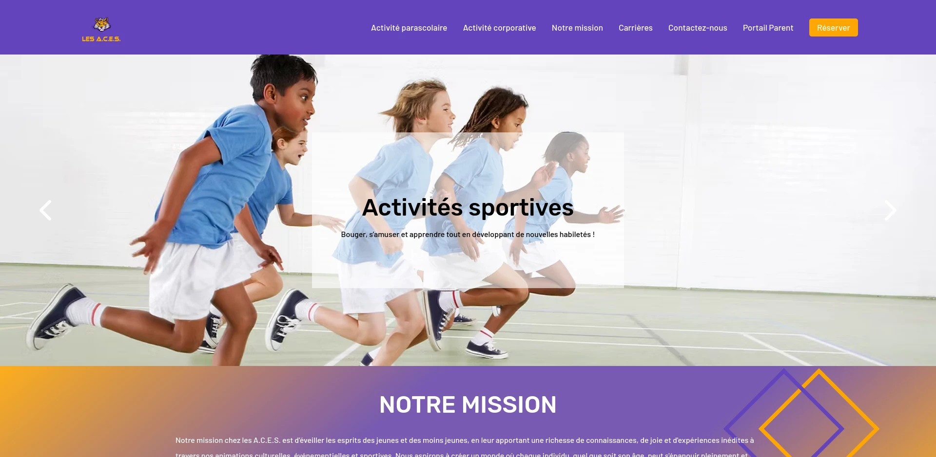 Capture d'écran du site public Les A.C.E.S.
